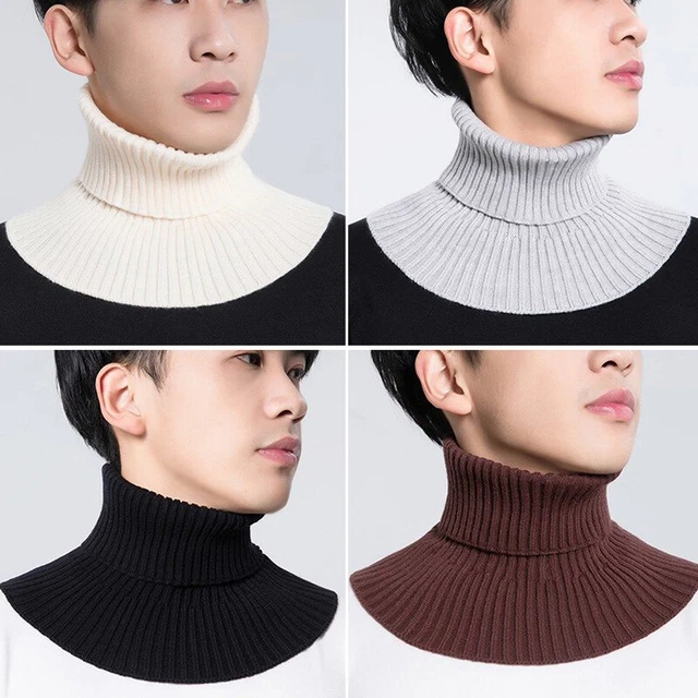 Turtleneck Ribbed Knit False Collar Dickey Solid Ruffles Detachable Scarf Wrap