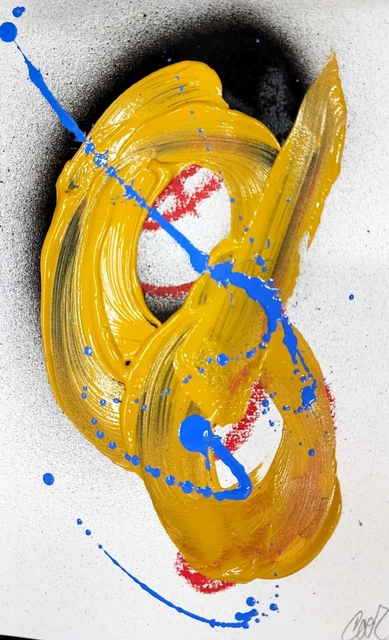 Corbellic Abstract Expressive 9X6 Fish Swim Acrylic Strong Stroke Wall Mount Art
