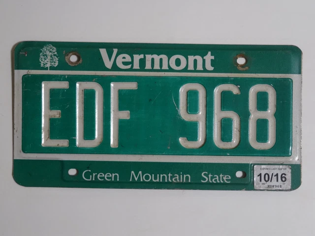 Vermont EDF 968 License Plate / American Number Plate