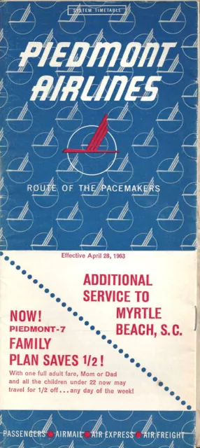 Piedmont Airlines system timetable 4/28/63 [3071]