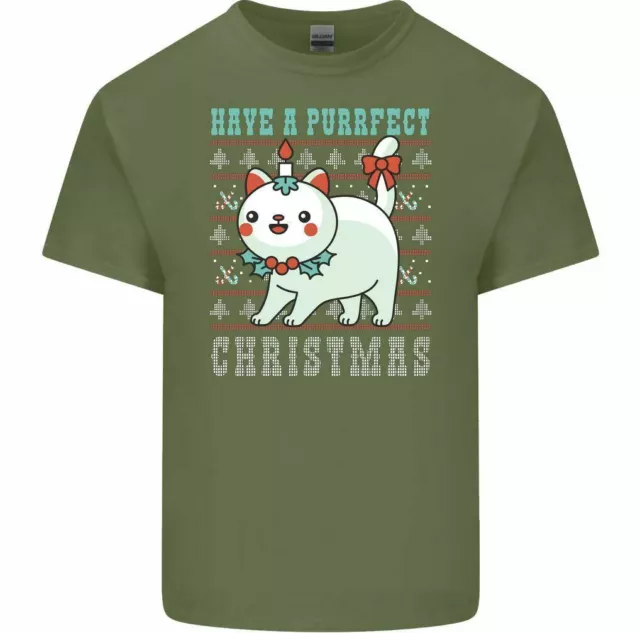 T-shirt natalizia Have a Perfect da uomo divertente gatto gatto regalo gattino animale domestico 8