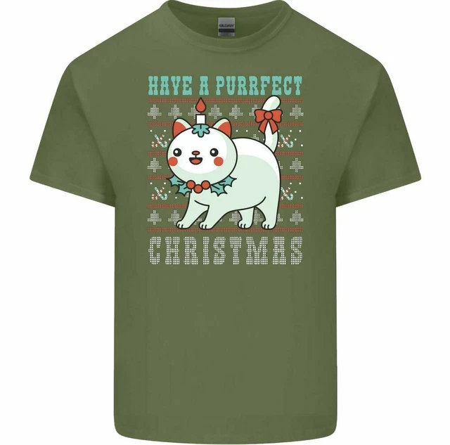 T-shirt natalizia Have a Perfect da uomo divertente gatto gatto regalo gattino animale domestico 8