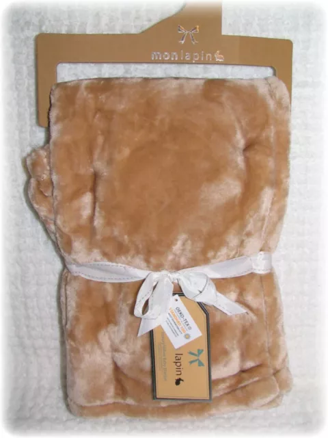 Mon Lapin Plush Tan Velvet Minky Baby Blanket Quilt Brown Lovey Security New NWT