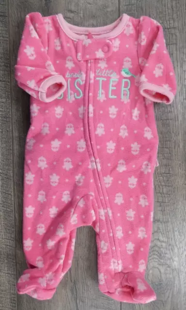 Baby Girl Clothes Preemie Child Mine Carter's Fleece Flower Sister Footed Outfit