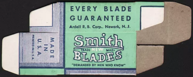 Vintage box SMITH BLADES Single Edge razor blades Ardell R B Corp Newark NJ nrmt