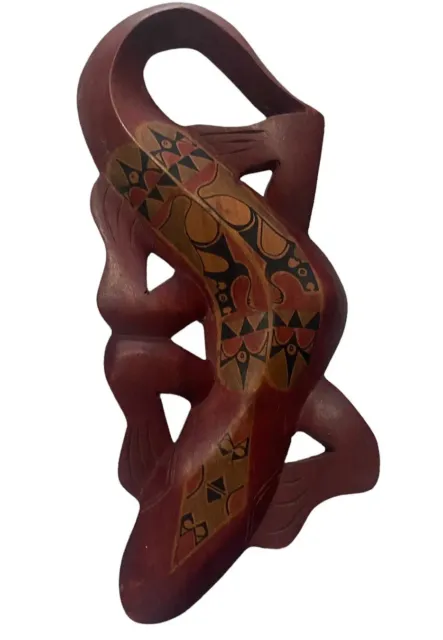 Vtg Northwest Indian carved Wood Lizard Gecko wall art Painted Southwest Decor