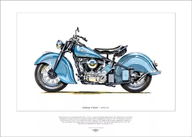 INDIAN CHIEF 1922-53 - American Motor Cycle - Fine Art Print - Classic Motorbike