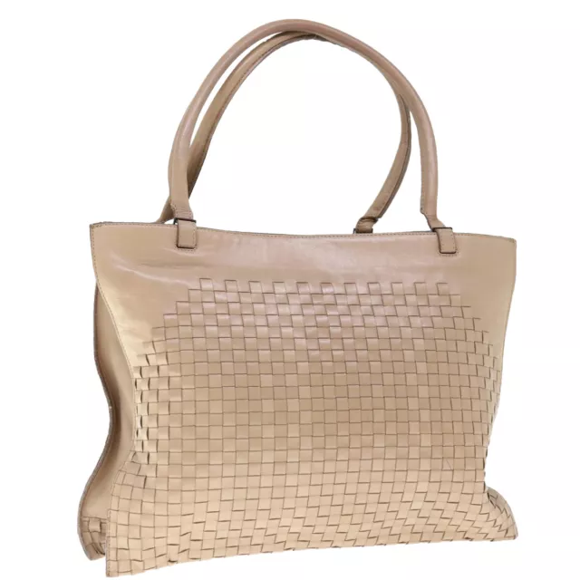 BOTTEGAVENETA INTRECCIATO Tote Bag Leather Beige Auth yk10501