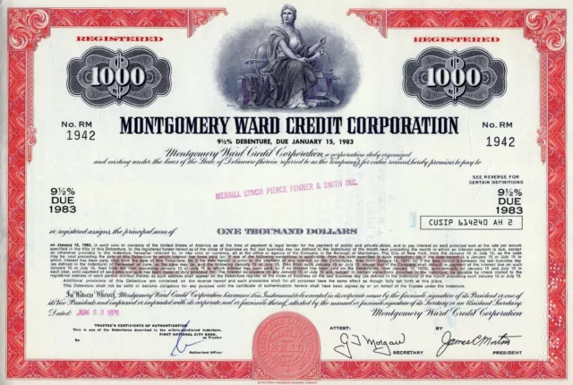 Montgomery Ward Credit Corporation, WARDS. 1976 ,  9 1/2% Debenture (1.000 $)