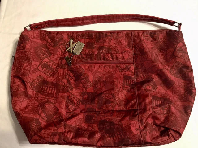 EUC Samantha Brown HUGE Travel Tote Red Luggage Pockets Weekender 23”x14”x7” 2