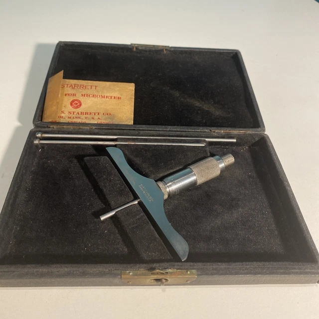 VINTAGE L.S. STARRETT Co. 440B Depth Micrometer with Case. 55.00