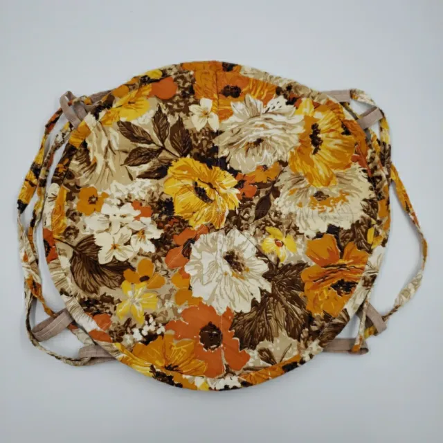 Vintage 60s Handmade Quilted Casserole Cover Carrier Kitschy Brown Orange Yellow