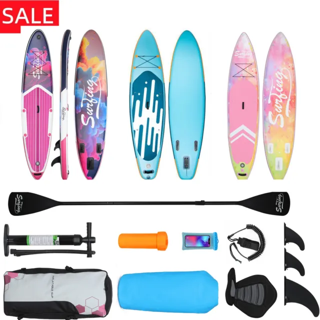 11FT Inflatable Stand Up Paddle Board Surf SUP Surfboard Complete Kit Kayak Seat