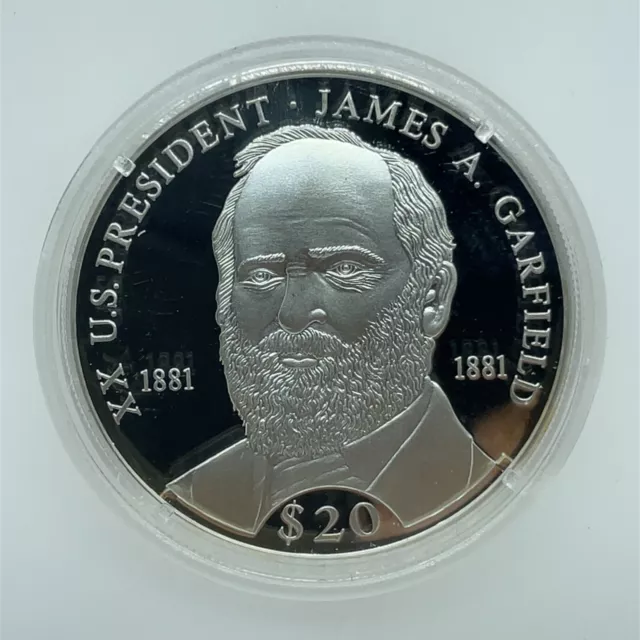 2000 LIBERIA XX US President James A. Garfield 20gr .999 Silver Proof $20 Coin 3