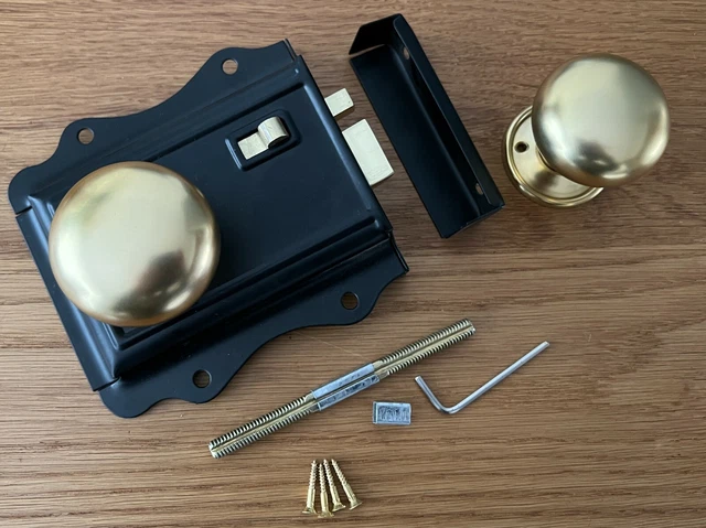 Altes Retro Viktorianisches Schlafzimmer Badezimmer Rand Türschloss + Felgtürknopf Set