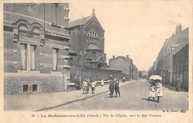 Cpa 59 La Madeleine Lez Lille Vue De L'eglise Vers La Rue Pasteur