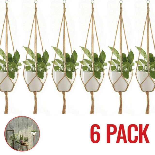 VINTAGE MACRAME PLANT Hanger Flower Pots Garden Holder Hanging Jute ...
