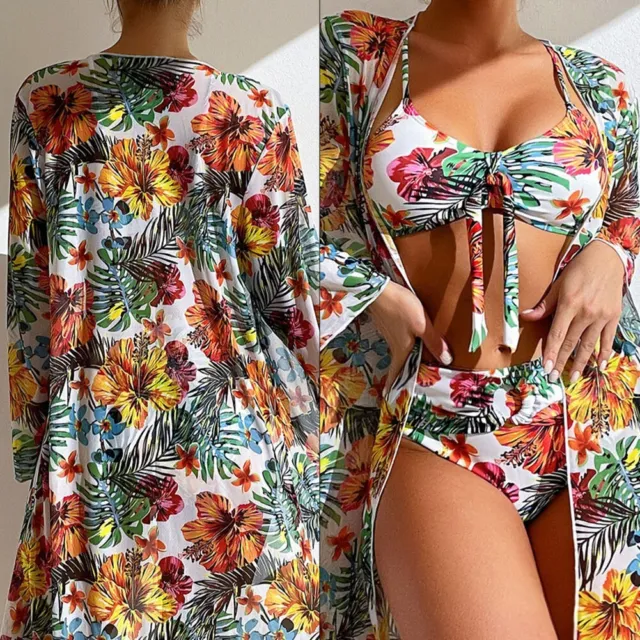 Charmant ensemble de bikini taille haute avec imprimé floral et couverture de p