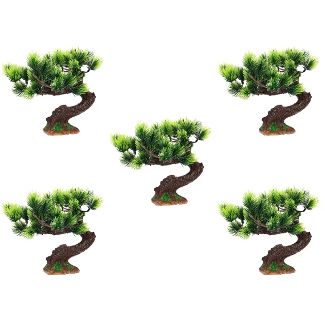 5 PCS Resin Pine Tree Decor Aquarium Landscape Bonsai Ornament Artificial