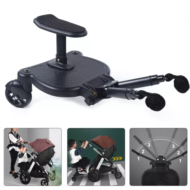 Buggy Board Kiddy mit Sitz Trittbrett 360° Rollbrett Zweirad für Kinderwagen