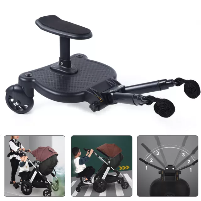 Kids Buggy Board Wheeled Pushchair Children Baby Stroller Step Board with Seat