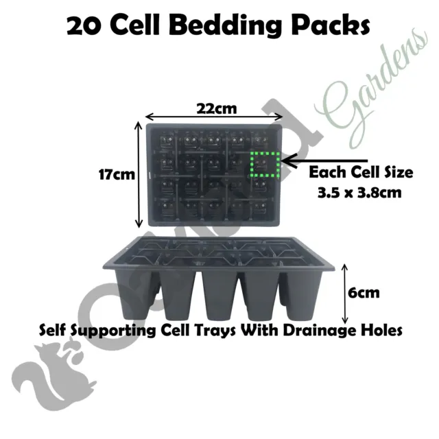 20 Cell Multi Tray Garden Bedding Pack Plug Plant Half Size Seed Sowing Trays