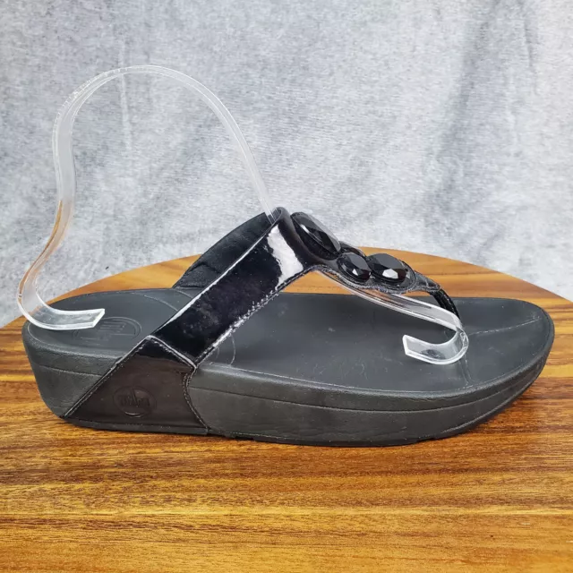 FitFlop Sandals Women's 8 Black Thong Toe Post Lunetta Slip On Shoes