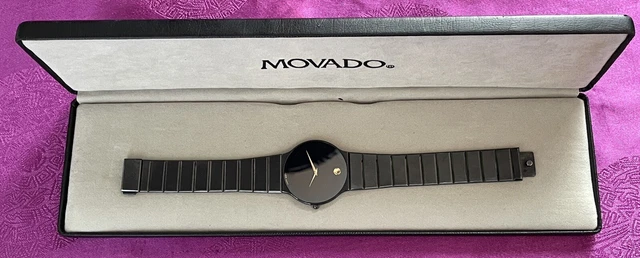 MOVADO MUSEUM QUARTZ WRISTWATCH & BOX /  Swiss / Runs