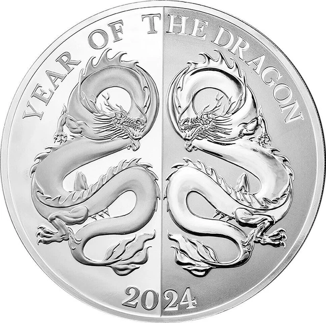 DRAGON MIROIR. ANNÉE lunaire du dragon 2024. Pièce en argent de 5 $ 2024... EUR 179,00 - PicClick FR