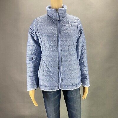 The North Face Girls Mossbud Reversible Blue Jacket Coat Down XL (18)