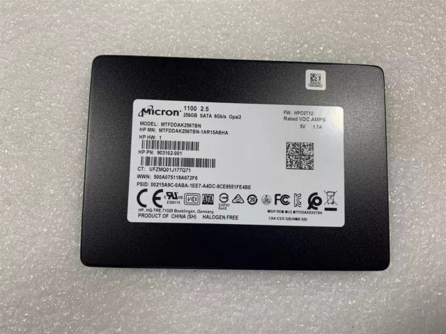 HP 795961-001 Micron MTFDDAK256TBN 1100 256GB SATA Solid State Drive 2.5 inch