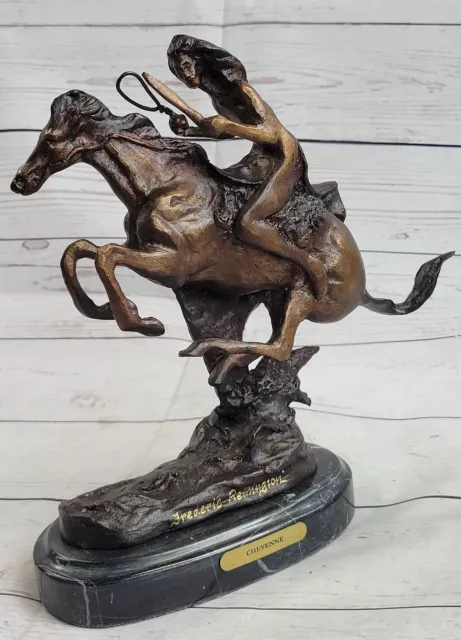 Bronze Sculpture Statue Frederic Remington Native American Indian Riding Horse