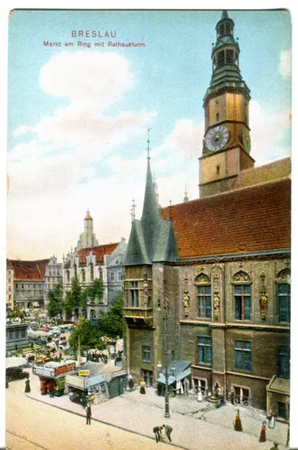 Poland Germany Wroclaw Breslau Markt am Ring & Rathausturm Carl Dittmar postcard