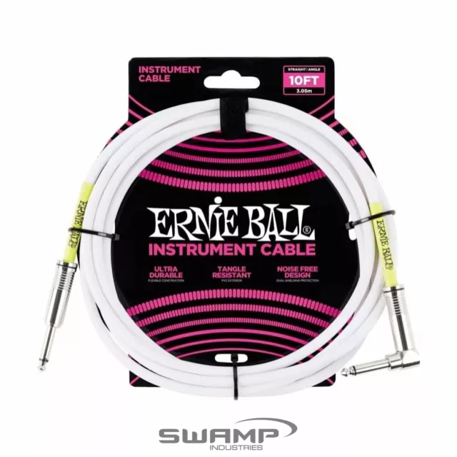 Ernie Ball 6049 10' Straight/Angle Instrument Cable - White