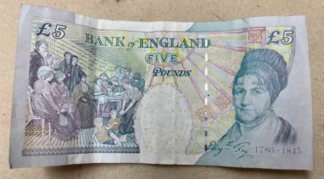 Uk British Five Pound  £5 Banknote Real Currency Bank Of England 2