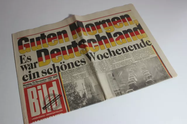 BILDzeitung 13.11.1989 November   Deutsche Wiedervereinigung   Mauer DDR