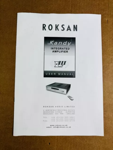 Roksan Kandy Integrated Amplifier User Manual