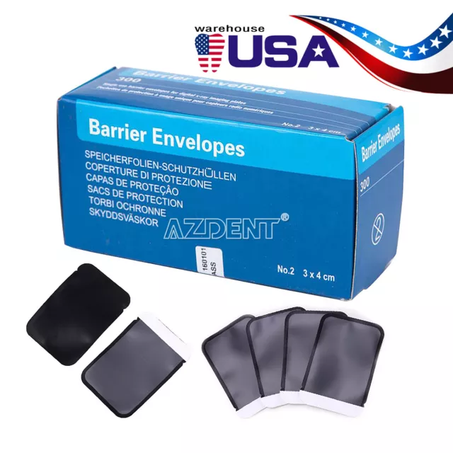 300Pcs/Box Dental X-Ray ScanX Barrier Envelopes Phosphor Plate Size 2#