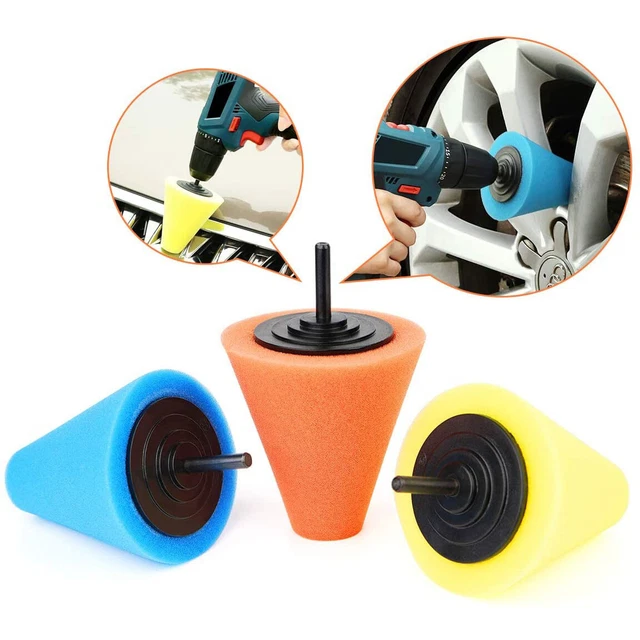 75mm Burnishing Foam Sponge Polishing Cone Buffing Pad Car Wheel Hub Cleaner Set