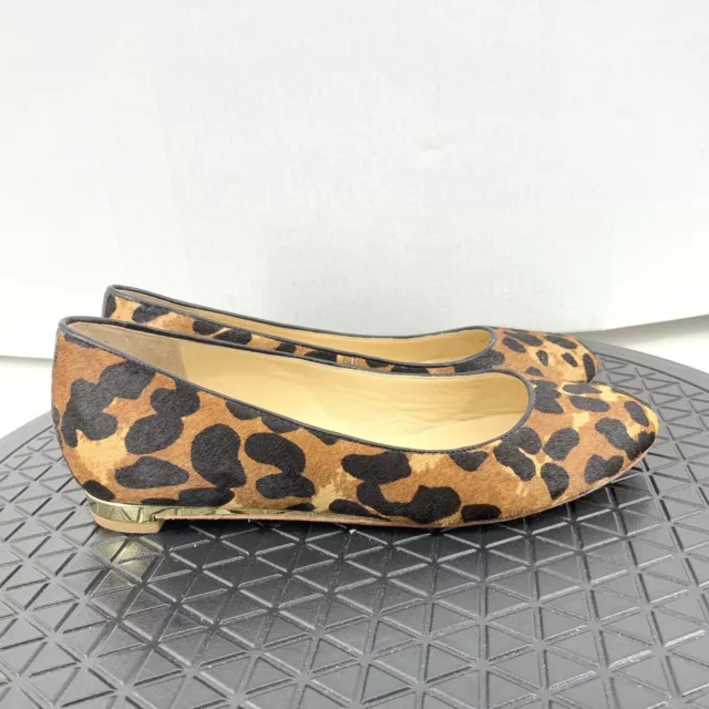 Cole Haan Women Size 6 Shoes Slip On Ballet Flats Brown Leopard Calf Hair Fur