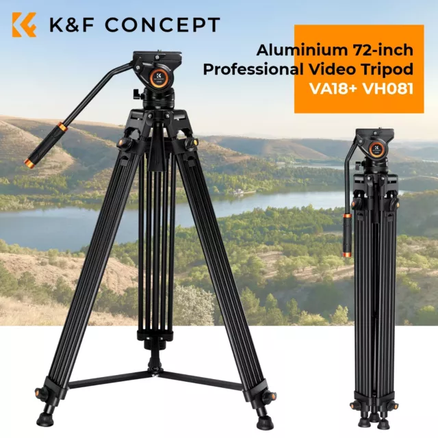 K&F Concept 184cm Pro Video Stativ mit 360° Fluidkopf Heavy Duty für Kameras DE