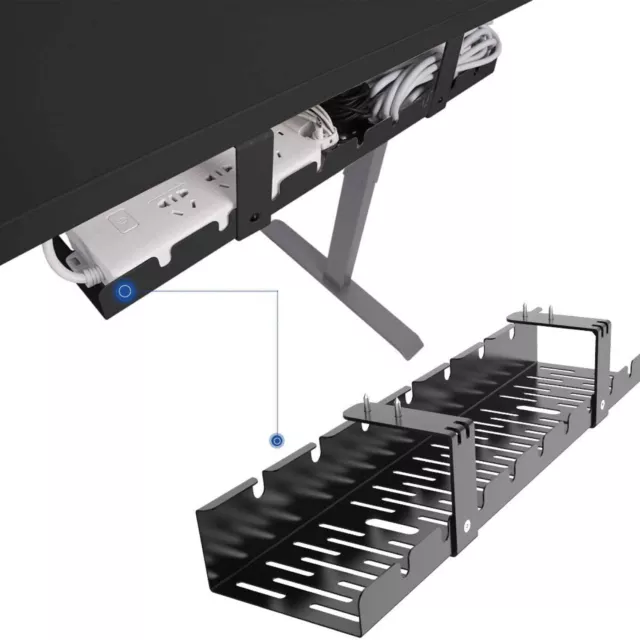 Hide Cable Organizer Under PC Desk Cable Management Tray Rack Wire Cord Clamp