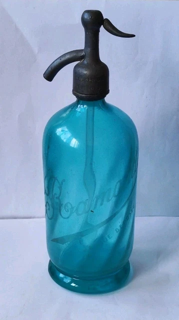 ANCIEN SIPHON BRIET fin XIX gazogene eau seltz bistrot cannage Antic