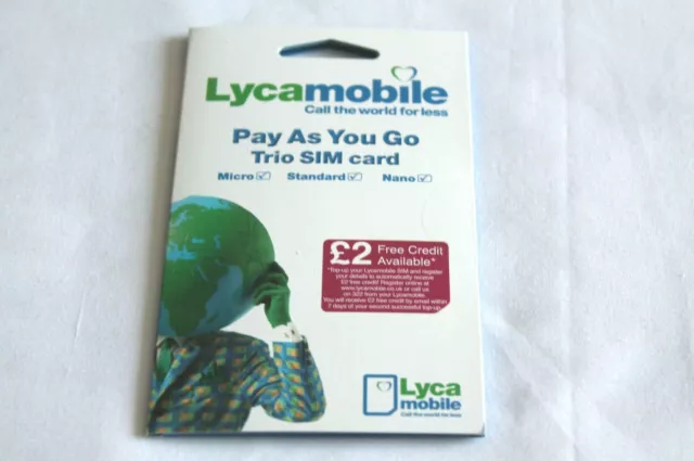 LYCA Mobile Sim Card Pay As You Go 4G Triple Cut Standard-Micro-Nano SIM CARD