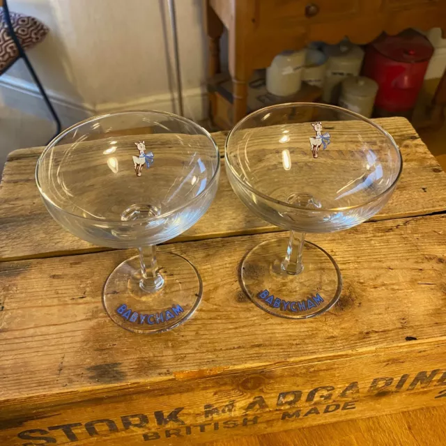 Vintage Pair 1950’s Babycham Drinks Glasses – Cocktail Bar – Retro! –