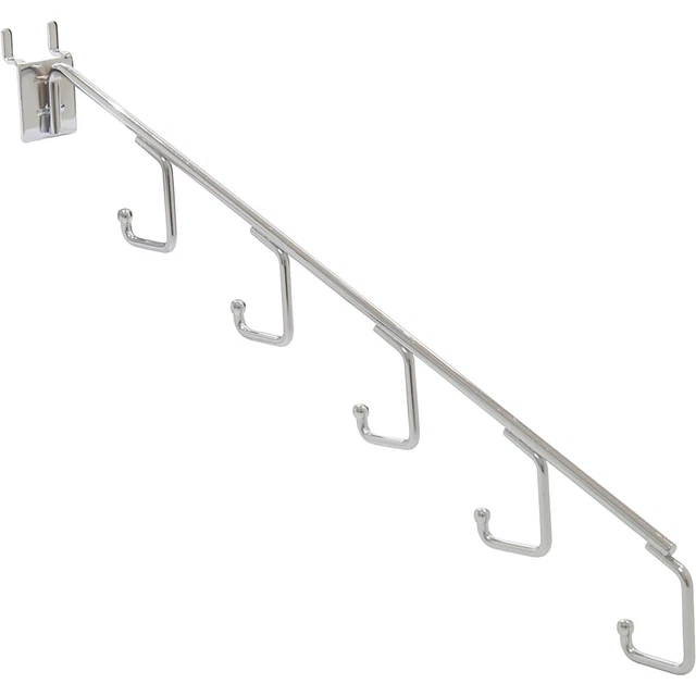 Econoco 5-Hook Waterfall Faceout for Pegboard 48-Pk- Chrome 18inx1/4in