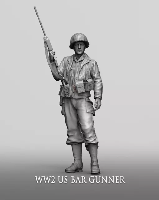 1/16 Resin Figure Model Kit 120mm US Soldier Bar Gunner WW2 Unpainted