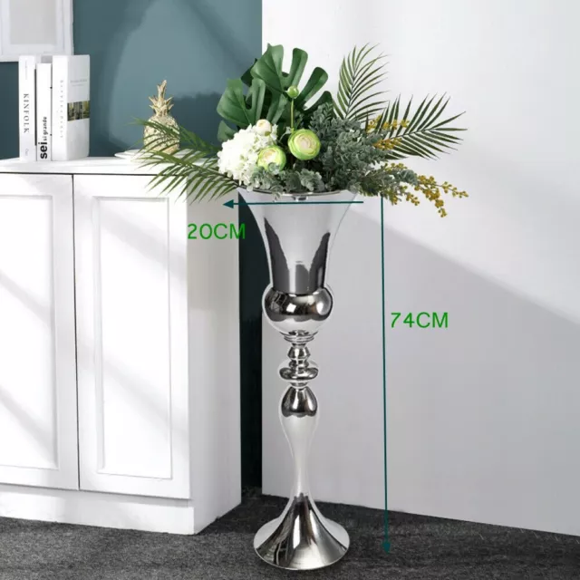 74CM Moderne Bodenvase Große Blumenvase Metall Vase Silber Home Dekoration DE