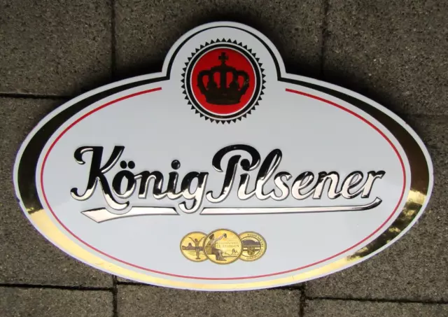 altes Emaille Schild König Pilsner  62cm x 39,5cm mit schöner Patina