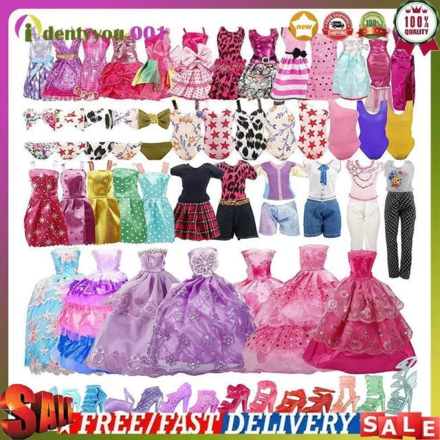 Ensemble de 35 Barbie robe chaussures bijoux costume ensemble accessoires